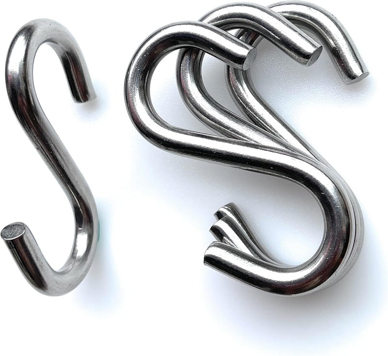 DaylyFav Holds 557Lbs S Hooks for Hanging Heavy Duty Hammock Stand Chair Porch Swing, 4 Pack 3.3- Inch 304 Stainless Steel S Hooks Utility Hooks - Image 1